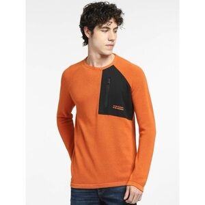 Jack and Jones Orange Zip Pullover Crew Neck Sweater Size L